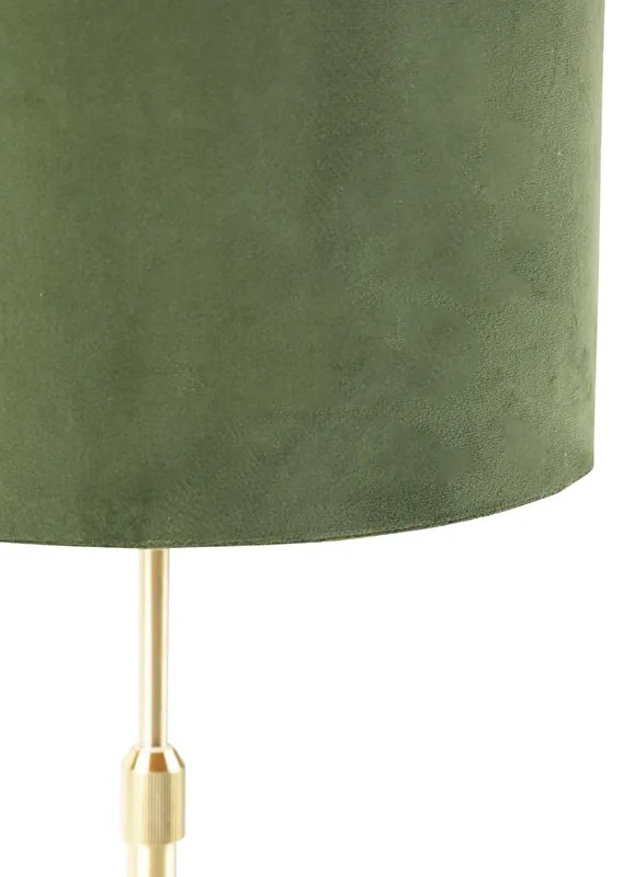 Lampă de masă auriu/alamă cu abajur din catifea verde 25 cm - Parte