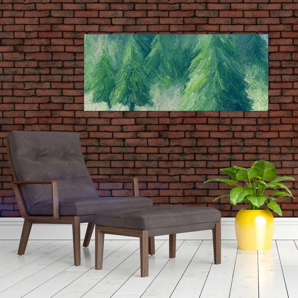 Tablou - Conifere pictate (120x50 cm)