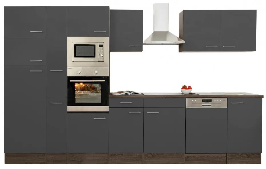 Mobilă de bucătărie Yorki 370, corp din stejar Yorki, cu față antracit satinat