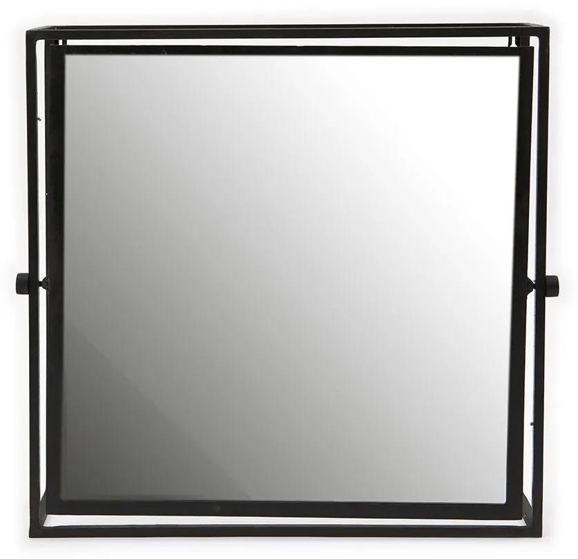 Oglinda patrata cu rama din metal neagra, 52 x 13 x 50 cm
