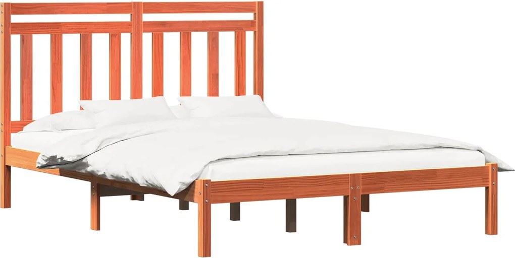 vidaXL Cadru de pat cu headboard Maroniu cerat 205,5 x 165,5 x 100 cm