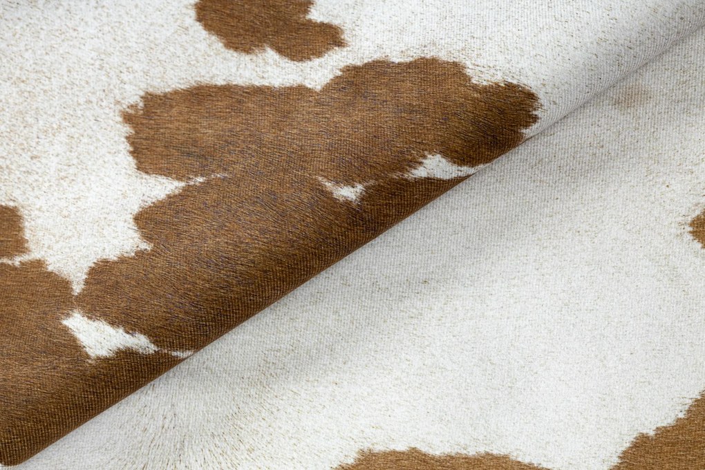 Covor Artificial Cowhide, Vaca G5069-2 alb maro din piele