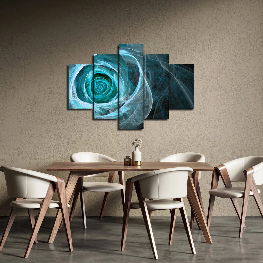 Tablou - Abstract trandafir albastru cu fundal negru (150x105 cm)