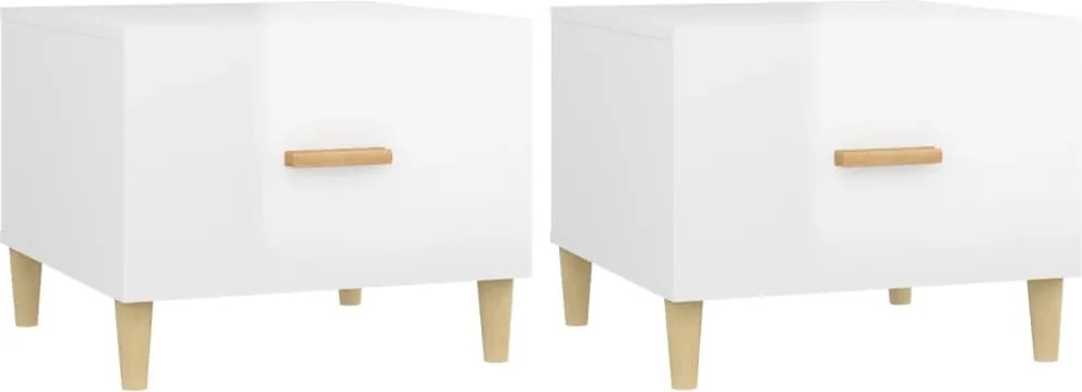 vidaXL Măsuță de cafea, 2 buc., alb extralucios, 50x50x40 cm