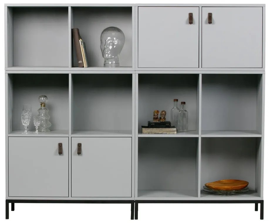 Bibliotecă modulară gri din lemn de pin 81x41 cm Vt – vtwonen