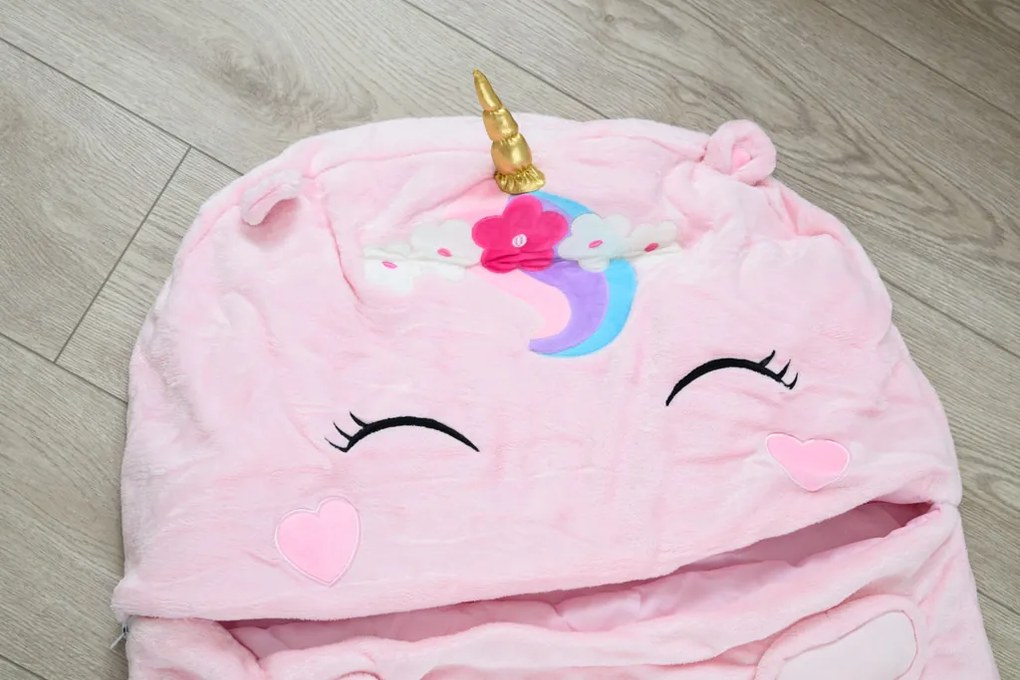 Sac de dormit copii, perna si jucarie de plus 3 in 1 - UNICORN