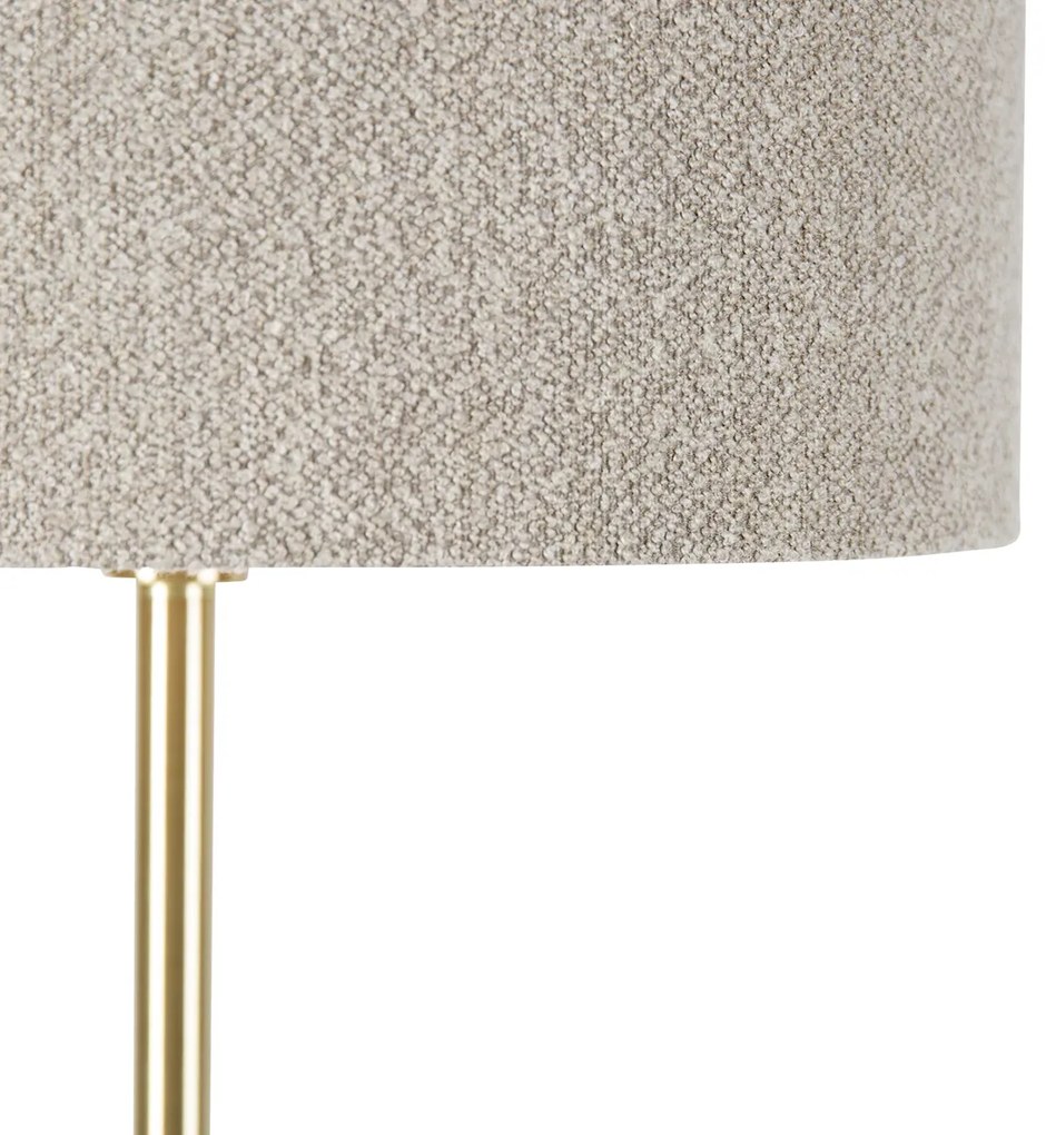 Lampă de podea alamă cu abajur boucle taupe 50 cm - Simplo
