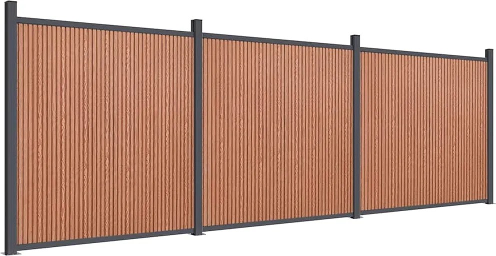 vidaXL Panouri pentru gard, maro, 526x186 cm, WPC