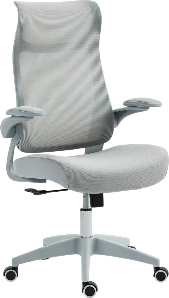HOMCOM Scaun de birou ergonomic cu cotiere reglabile și tetieră, gri | Aosom Romania