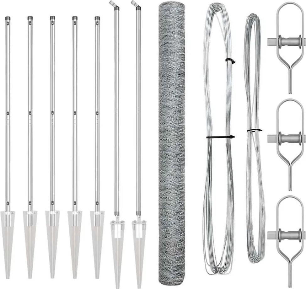 vidaXL Stâlp de gard. Argintiu 10 x 1,6 m (plasă de 50 mm) Oțel
