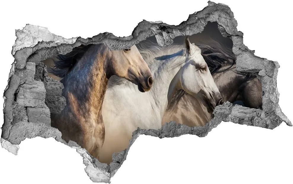 Autocolant 3D gaura cu priveliște Galopantă cai