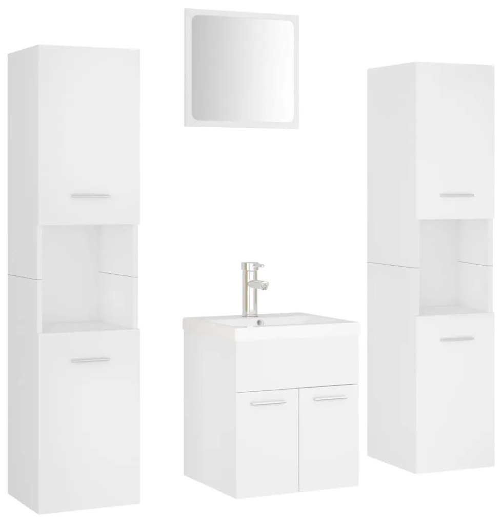 3071486 vidaXL Set mobilier de baie, alb, lemn prelucrat