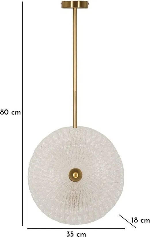 Lustră aurie cu abajur din sticlă Glass – Mauro Ferretti