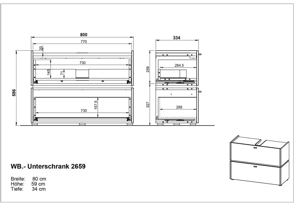 Dulap sub chiuvetă gri antracit 80x59 cm Modesto – Germania