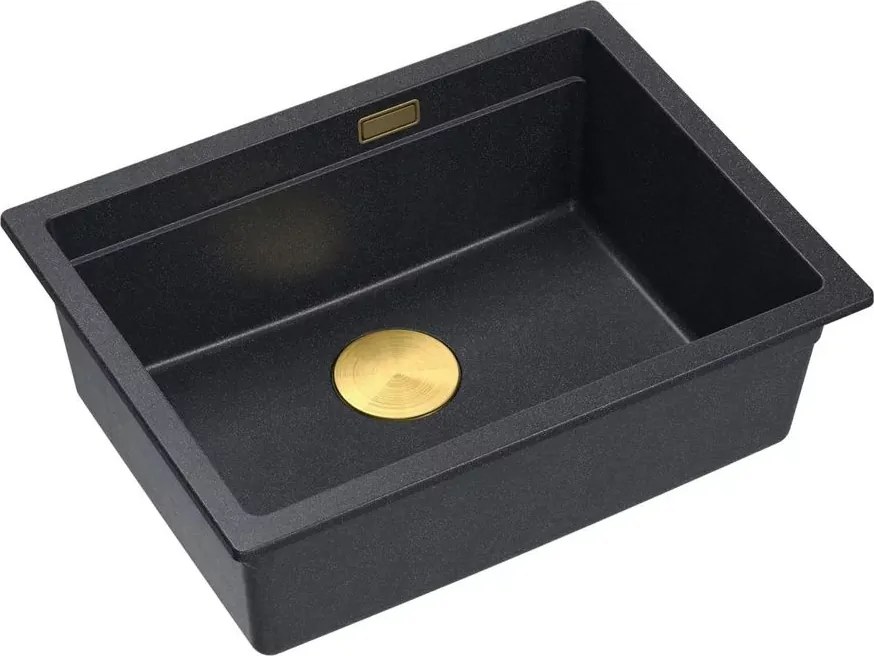 Chiuveta compozit sub blat Quadron Logan 100 negru diamant - auriu 56x45 cm