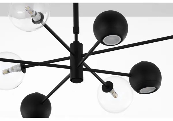 Lustră pe tijă Jupiter 1996 MOKA 4xGU10/10W/230V + 4xG9/10W/230V negru/transparent