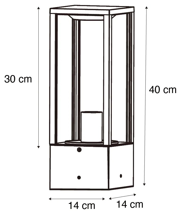 Lampă de exterior cu stativ neagră cu sticlă fumuriu 40 cm IP44 - Charlois