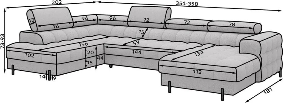 Colțar crem extensibil cu tapițerie din țesătură bouclé (cu colț pe partea stângă/în formă de "U") Feraria – ELTAP