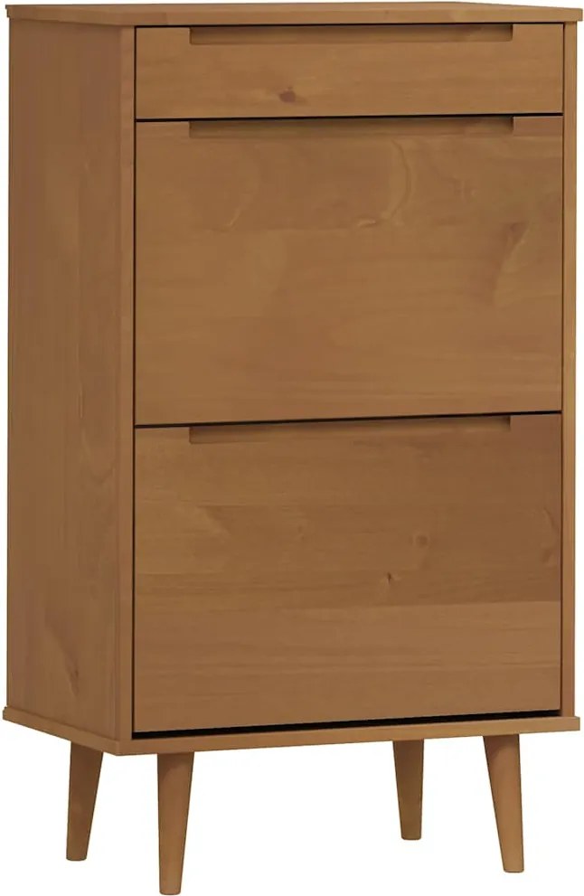 vidaXL Pantofar "MOLDE", maro, 59,5x35x103 cm, lemn masiv de pin