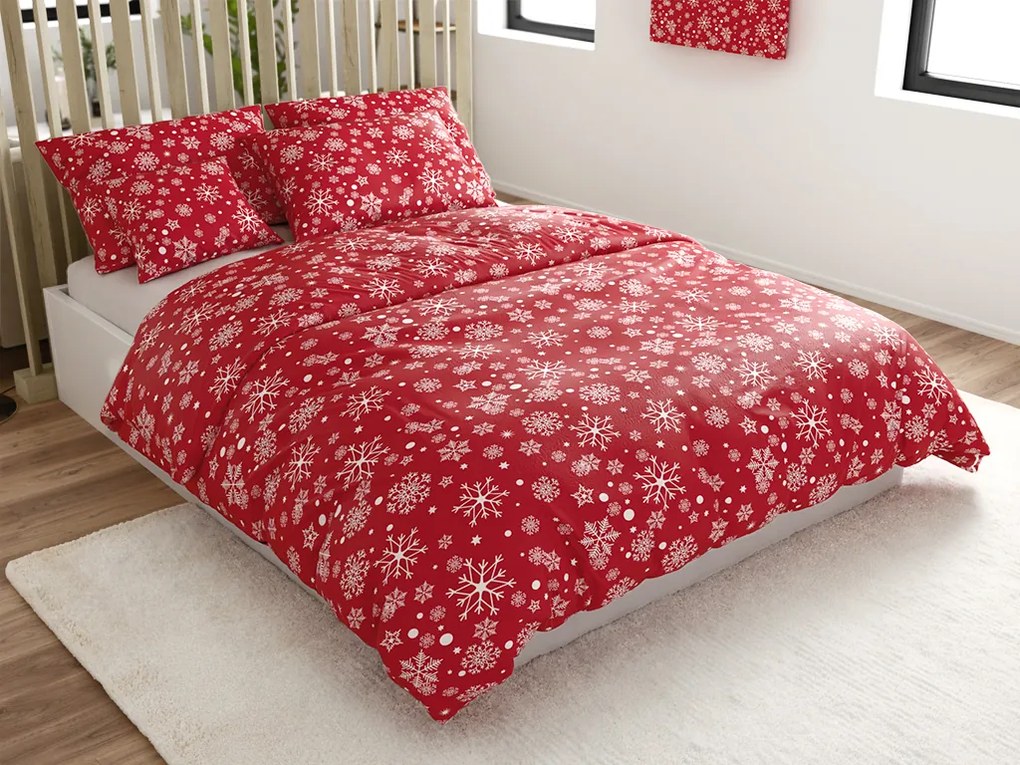 Lenjerie de pat din microplus SNOWFALL rosu Dimensiune lenjerie de pat: 2 buc 70 x 90 cm | 200 x 220 cm