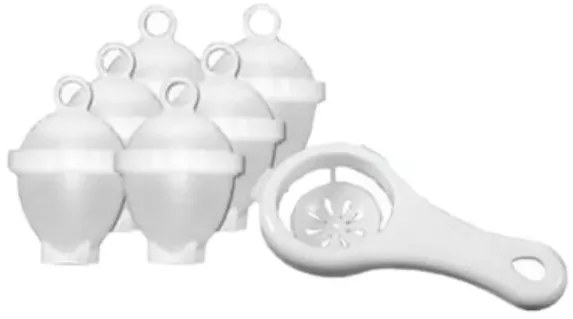 Pahare de fiert ouă fără coajă - set 6 buc + separator de gălbenuș de ou