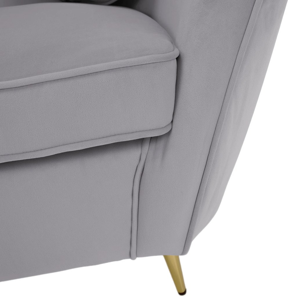 Canapea de design cu 2 locuri, ţesătură Velvet gri/gold crom auriu, EZIO TYP 2