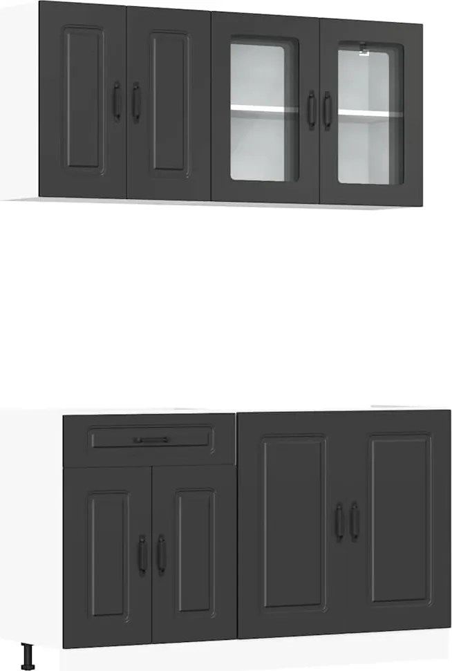 vidaXL Set dulap de bucătărie 4 piese „Kalmar” lemn negru prelucrat