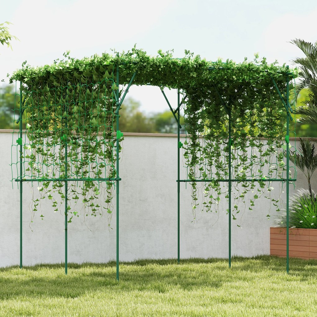Outsunny Grilaj din oțel de introdus rezistent la rugină suport pentru plante cățărătoare spalier 223 x 223 x 223 cm arcadă pentru trandafiri Verde | Aosom Romania