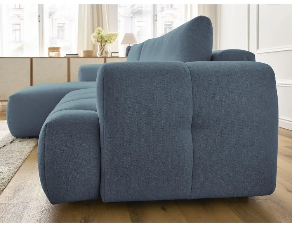 Colțar albastru extensibil/cu spațiu de depozitare (cu colț pe partea stângă/cu șezlong) Fuji – Bobochic Paris