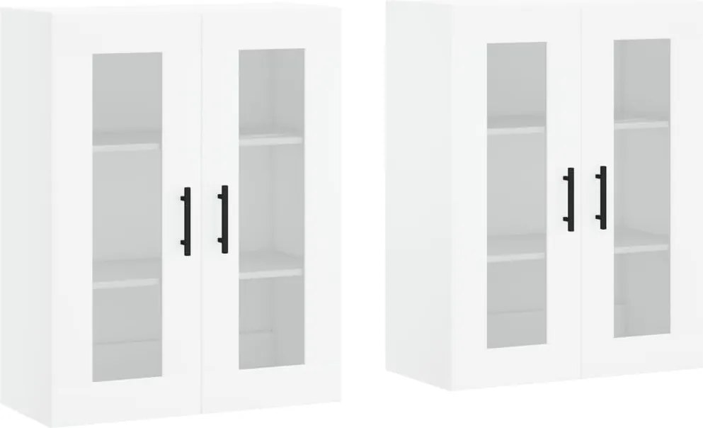 vidaXL Dulapuri montate pe perete, 2 buc, alb, lemn prelucrat