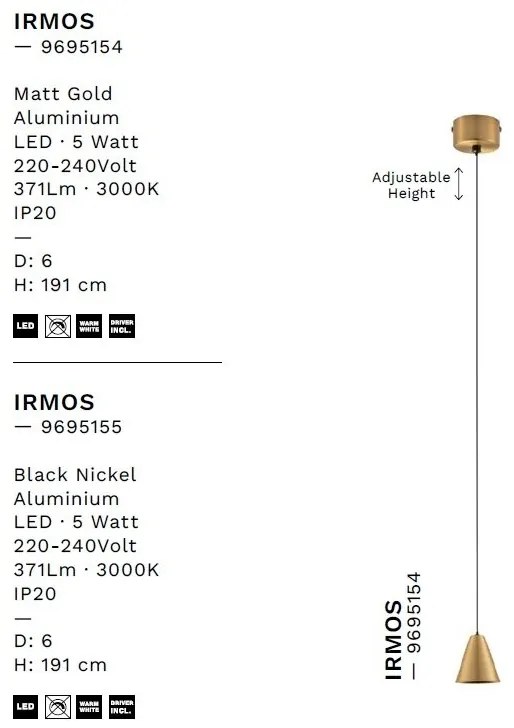 Pendul LED design minimalist IRMOS auriu