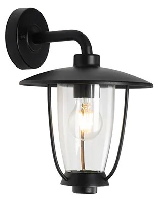Lampă de perete modernă de exterior neagră cu sticlă transparentă - Khana