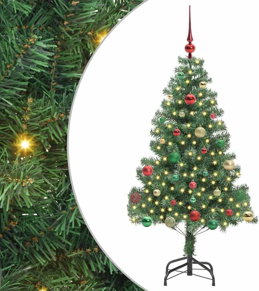 vidaXL Brad de Crăciun cu 150 LED cu suport Verde 150 cm PVC