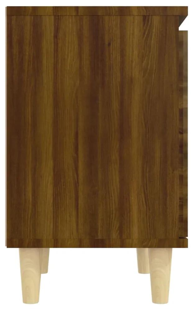Noptiere picioare lemn masiv, 2 buc., stejar maro, 40x30x50 cm 2, Stejar brun