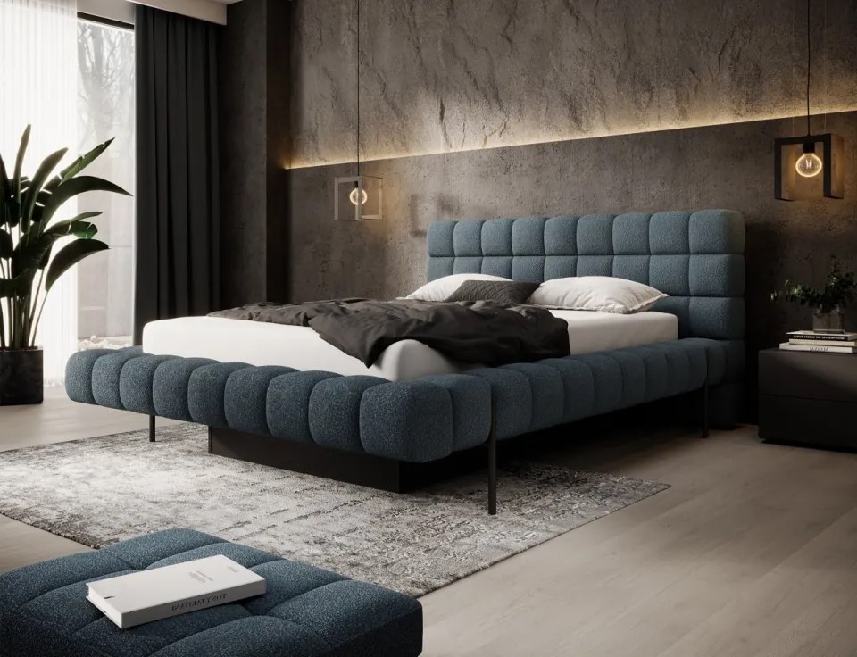 Pat tapitat, cu cadru metalic, spatiu pentru depozitare, cu mecanism de ridicare cu gaz, 160x200 cm, Magentta, Eltap (Culoare: Bej / Royal 20)