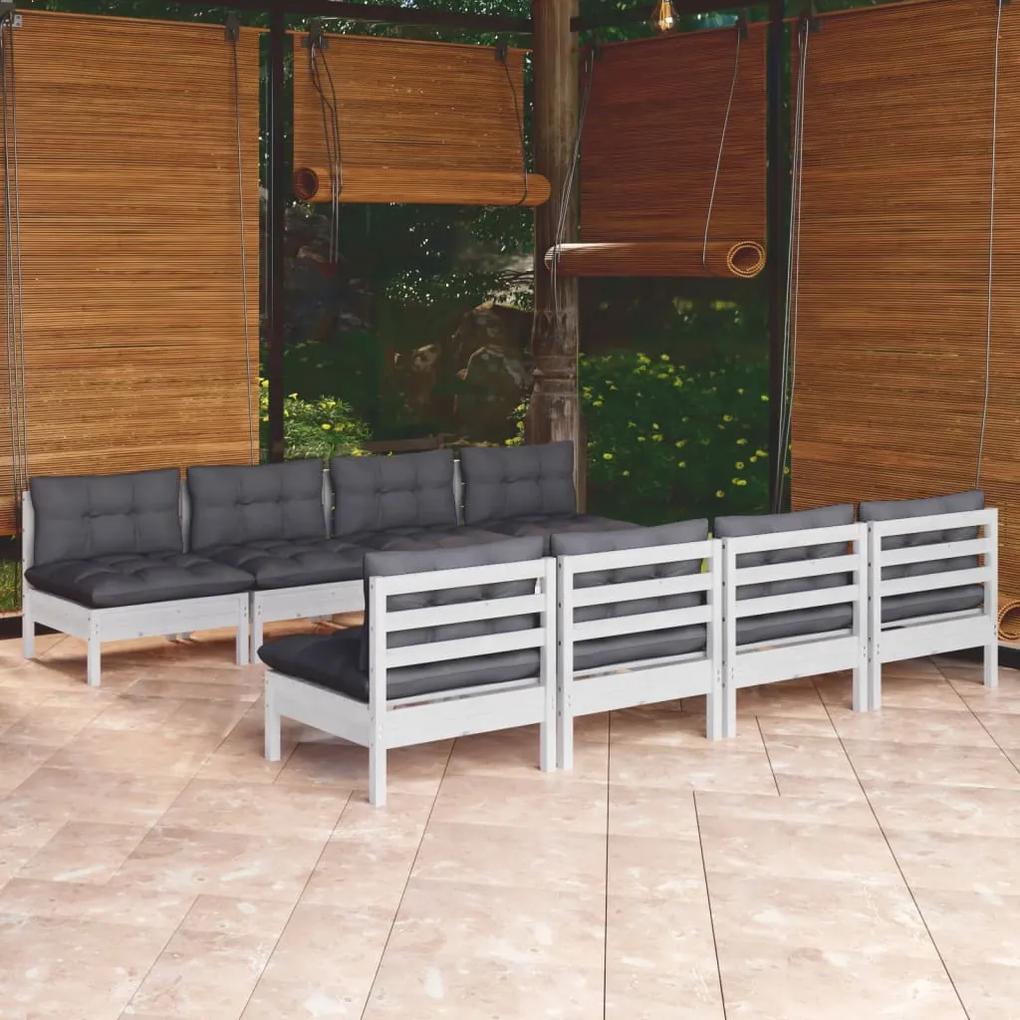 3096143 vidaXL Set mobilier de grădină cu perne, 9 piese, lemn masiv de pin