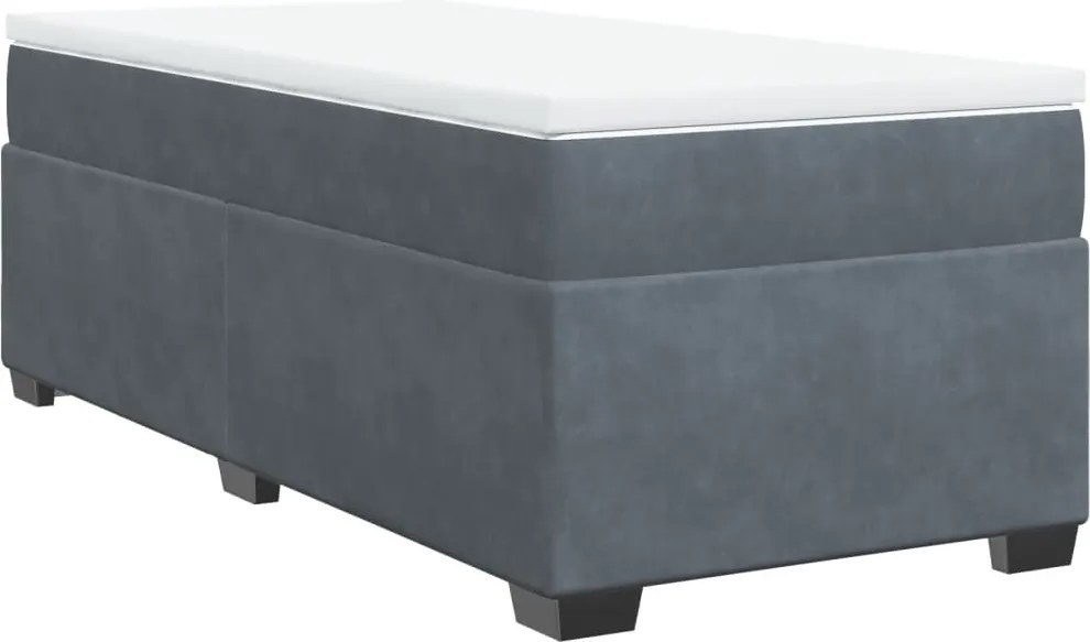 vidaXL Pat box spring cu saltea, gri închis, 100x200 cm, catifea