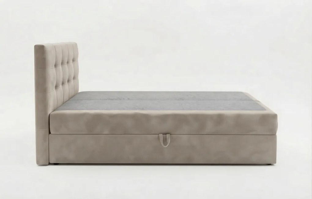 Pat tapițat tip boxspring DIRELIS TRINITY160x200 cm bej Saltea: Saltea cu arcuri Bonell