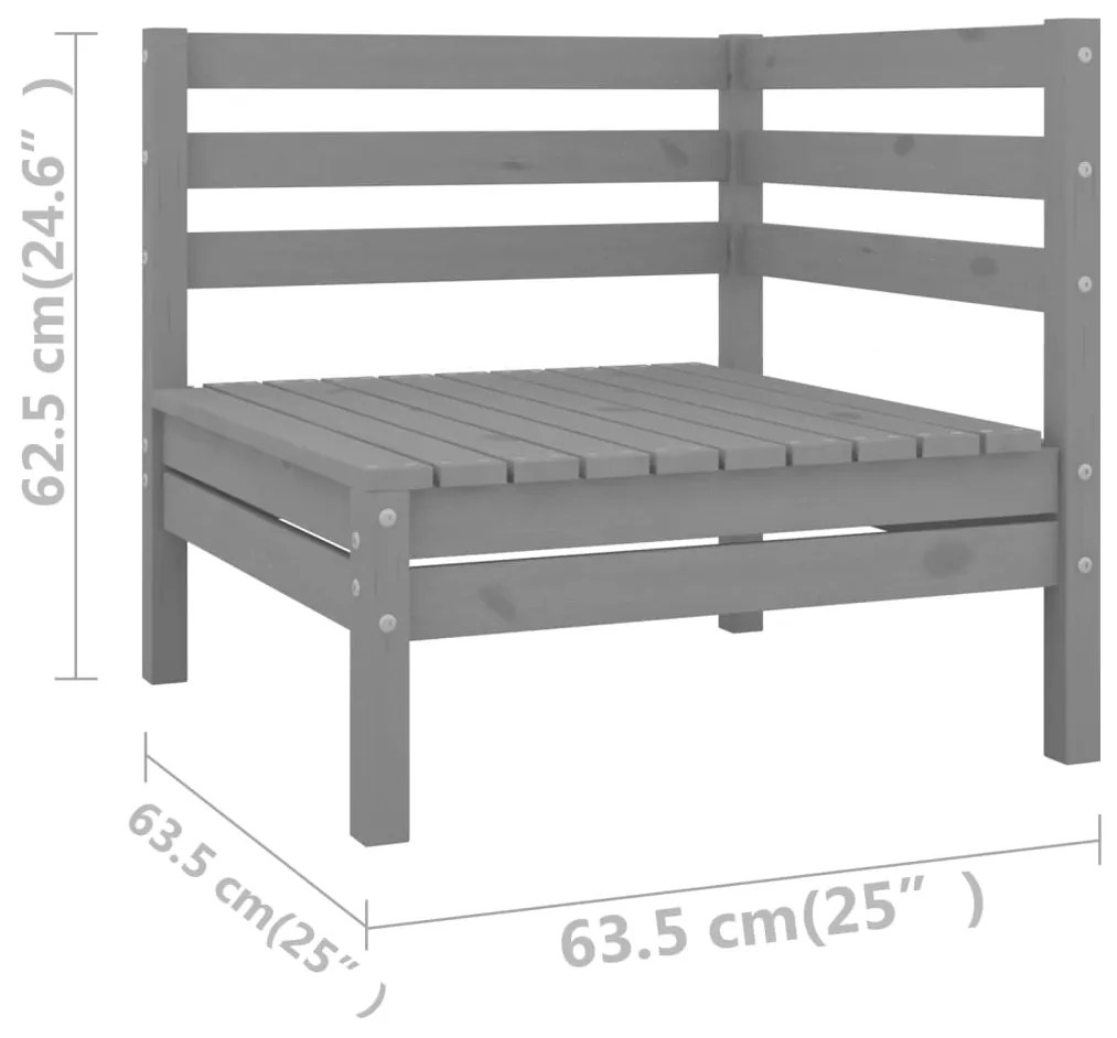 Set mobilier de gradina, 5 piese, gri, lemn masiv de pin Gri, 1