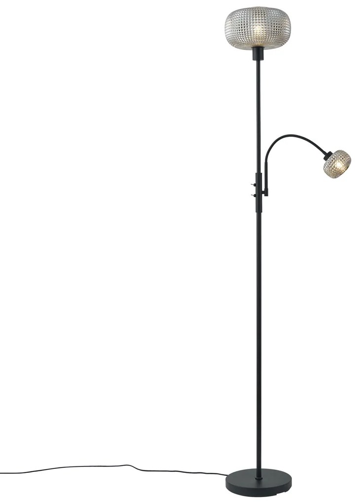 Lampă de podea de design neagră cu sticlă fumurie cu 2 lumini - Brianna