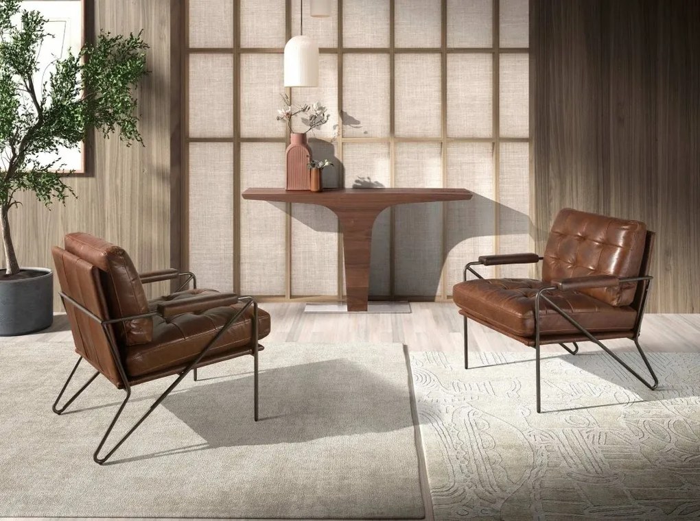 Fotoliu design LUX, Metal, Piele Naturala 5166