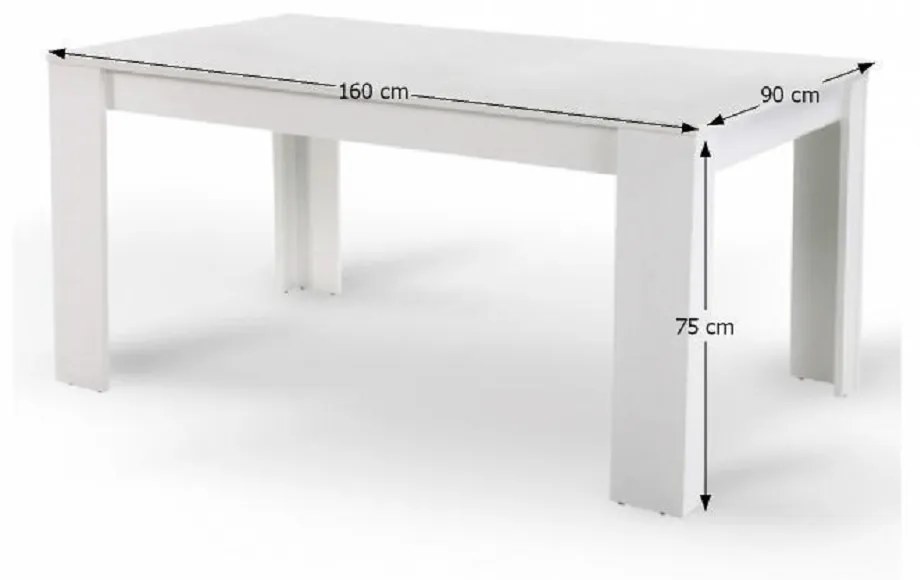 Masa dining, alba, 160x90 cm, TOMY NEW