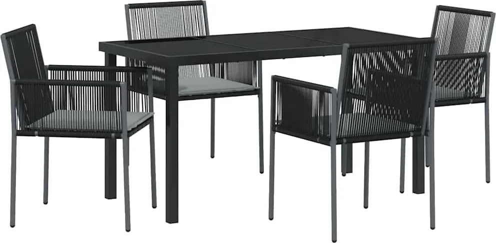 vidaXL Set de masă pentru grădină 5 pcs Negru Ratan PE