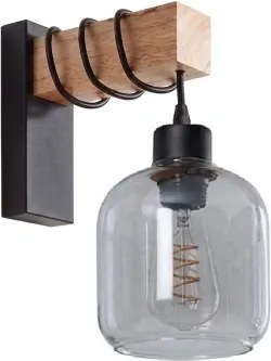 Brilagi - Aplica de perete WOOD GLASS 1xE27/60W/230V pin/negru/gri fumuriu