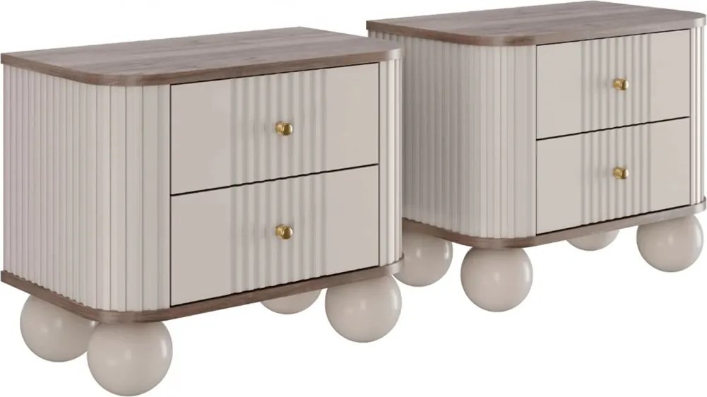 Set noptiere Vesper 56 cm - cașmir / nuc / mânere aurii / picioare sferice