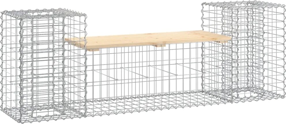 vidaXL Bancă de grădină cu gabion, 183x41x60,5 cm, lemn masiv pin