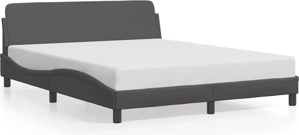vidaXL Cadru de pat, Dover, gri, 160x200 cm, piele ecologică