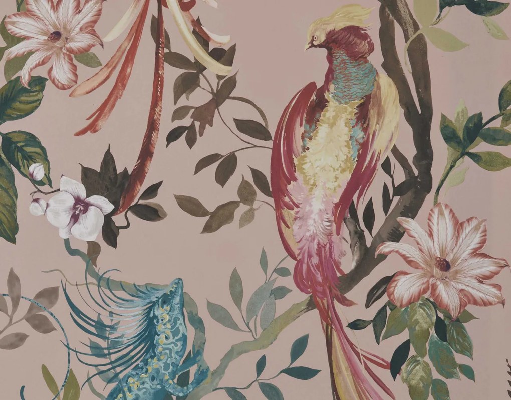 Tapet Bird Sonnet, Blush Pink Luxury Bird, 1838 Wallcoverings, 7mp / rola