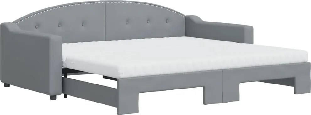 vidaXL Pat de zi cu extensie și saltele, gri deschis 90x190 cm textil