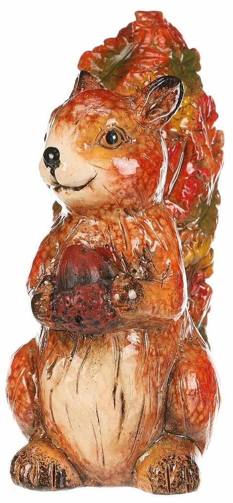 Decorație de toamnă Veveriță cu alune, 12 x 7 x 13cm, ceramică